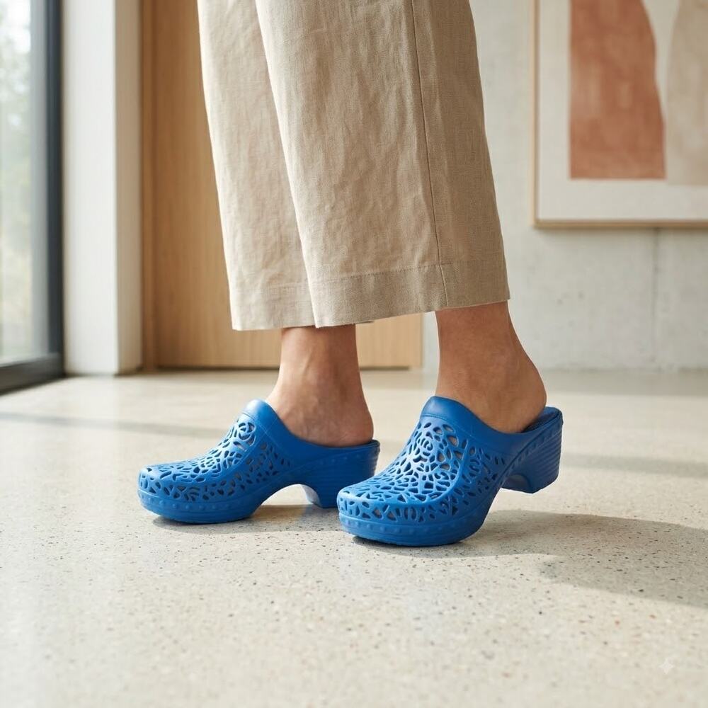 Dansko Blue Women's Clogs - Laser-Cut Ventilated Design